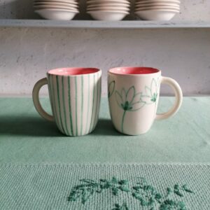 TAZZA DA CAPPUCCINO ROSA h9cm set 2 pezzi