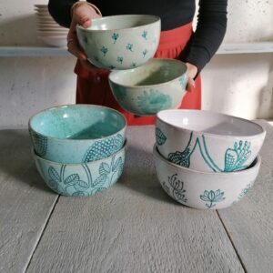 BOLO VERDE ACQUAMARINA BIANCO h8cm set 6 pezzi