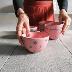 COPPETTA CEREALI ROSA h7cm set 6 pezzi