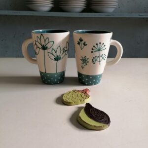 TEAL MUG h14cm set of 2