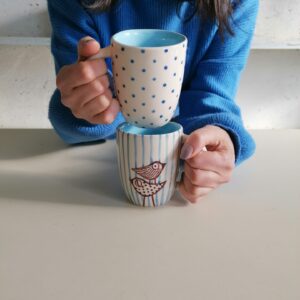 LIGHT BLUE CAPPUCCINO CUP h9cm set of 2