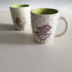 GREEN CAPPUCCINO CUP h9cm set of 2