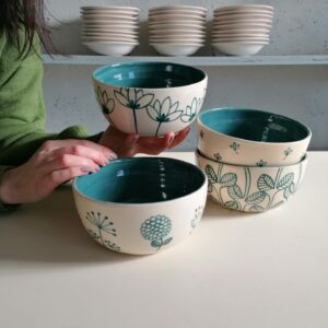 TEAL BOWL h8cm set of 4
