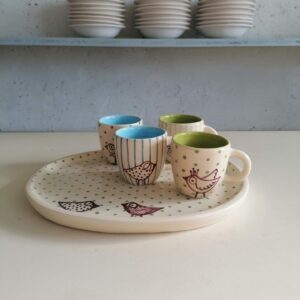コーヒーカップ4個セット トレー26cm付き