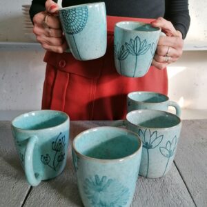 AQUAMARINE TEA CUP h10cm set of 6