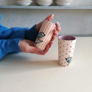LILAC LIQUEUR OR COFFEE SHOT GLASS h10cm set of 2