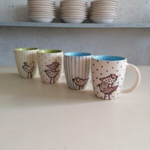 GREEN AND LIGHT BLUE CAPPUCCINO CUPS h9cm set of 4