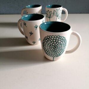TEAL CAPPUCCINO CUP h9cm set of 4