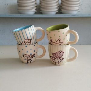 グリーン／ライトブルー コーヒーカップ4個セット h6cm